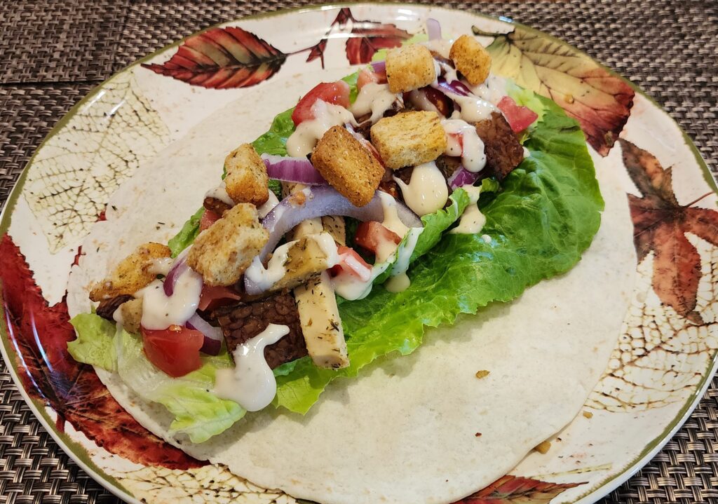 vegan chicken Caesar salad wraps vegan chicken caesar