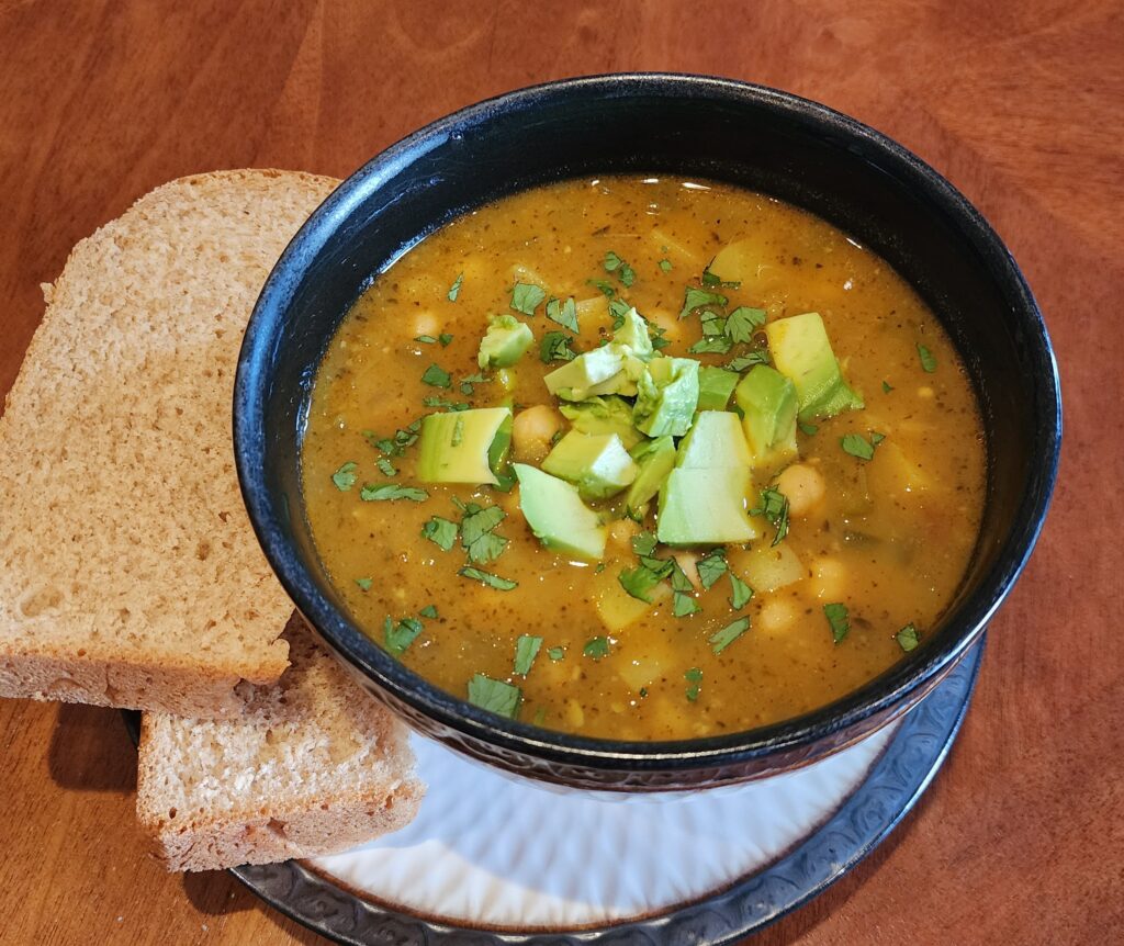 vegan green chili soup chickpea green chili