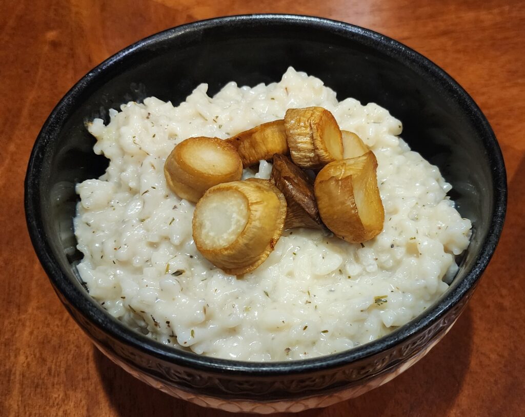 vegan scallops over lime and thyme risotto